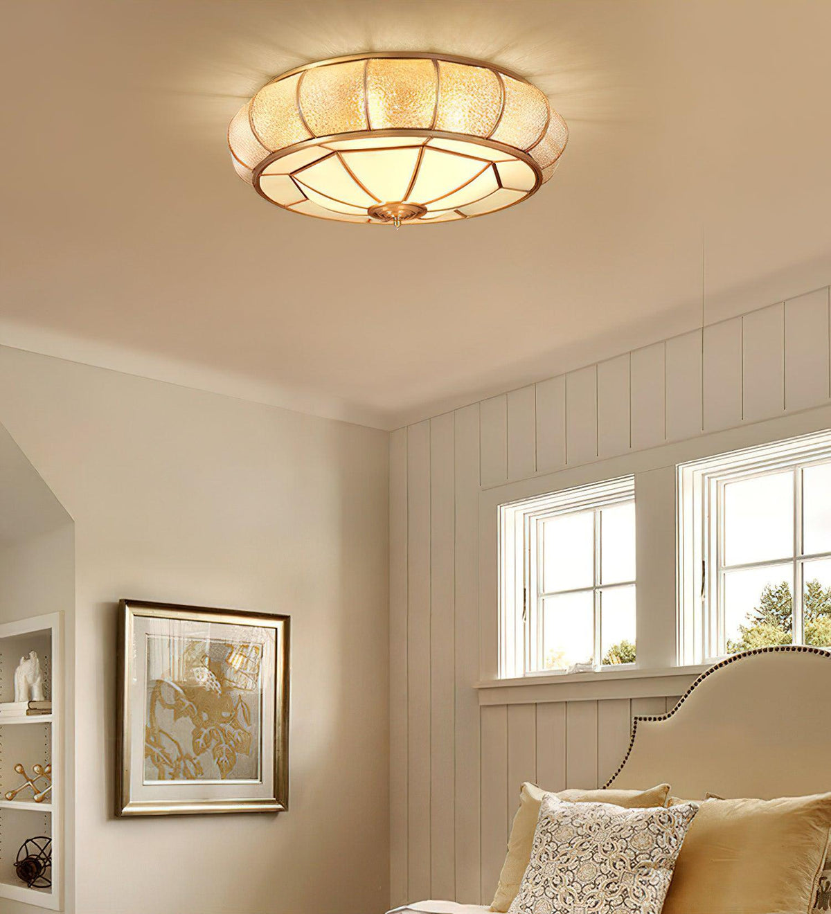 Deu Postmodern luxe Drum messing glas plafondlamp