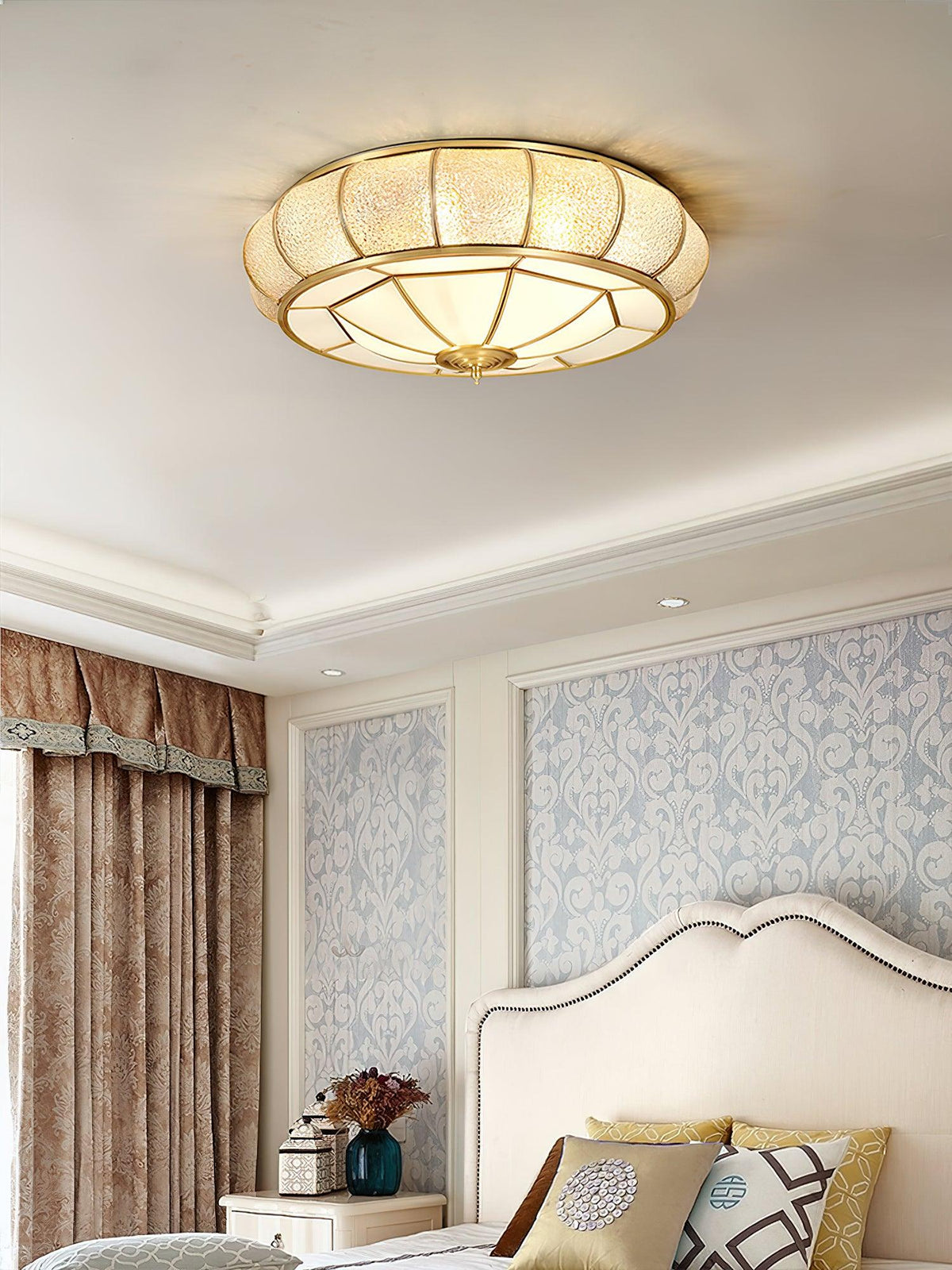 Deu Postmodern luxe Drum messing glas plafondlamp