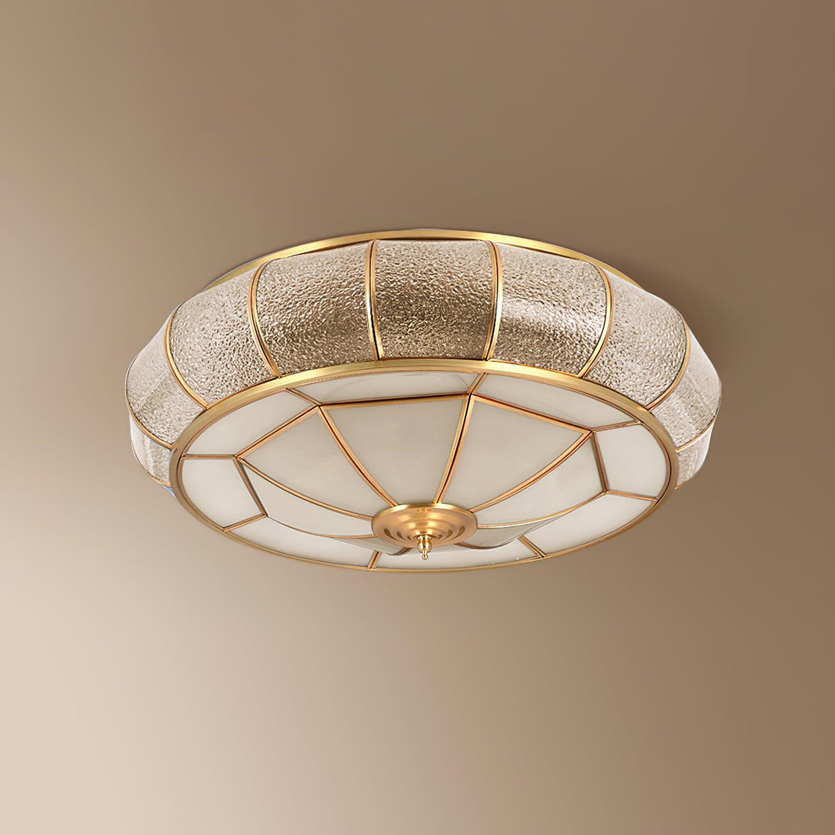 Deu Postmodern luxe Drum messing glas plafondlamp
