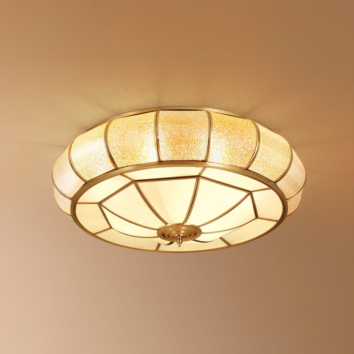 Deu Postmodern luxe Drum messing glas plafondlamp