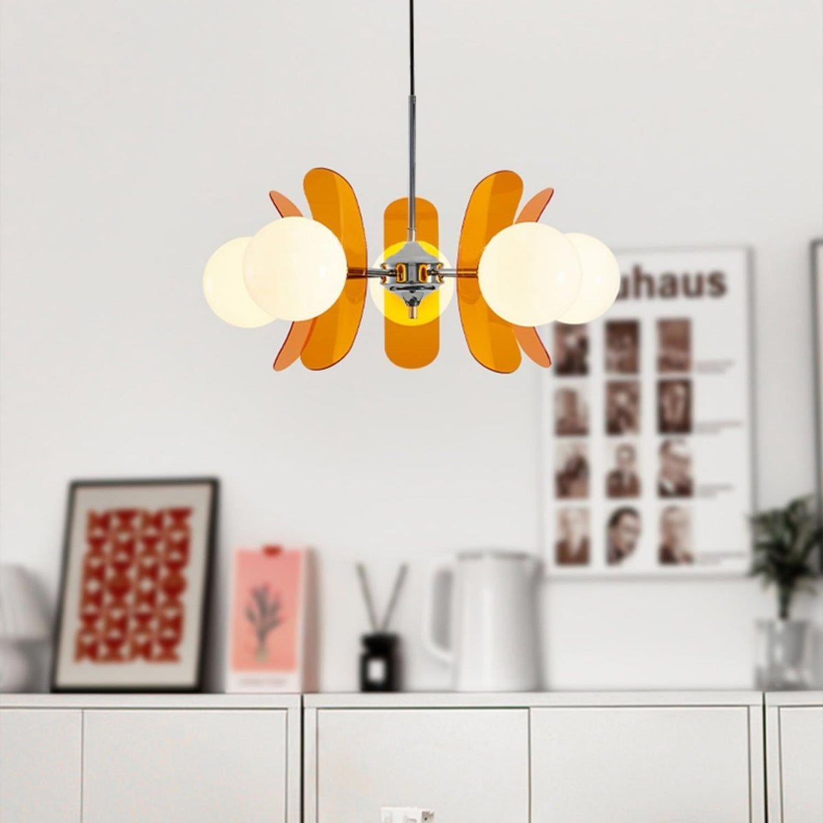 Prism Creativiteit Sputnik Oranje Glazen Kroonluchter
