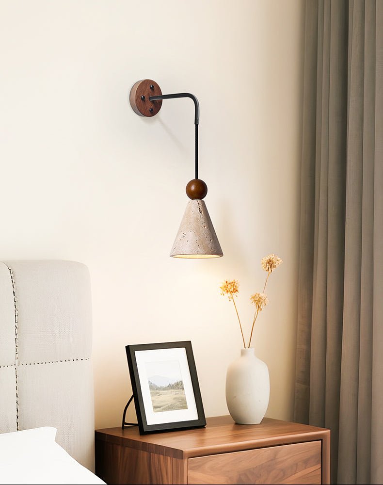 Verholt Cone hout Bead wandlamp