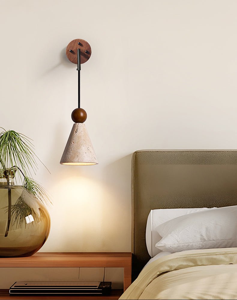 Verholt Cone hout Bead wandlamp