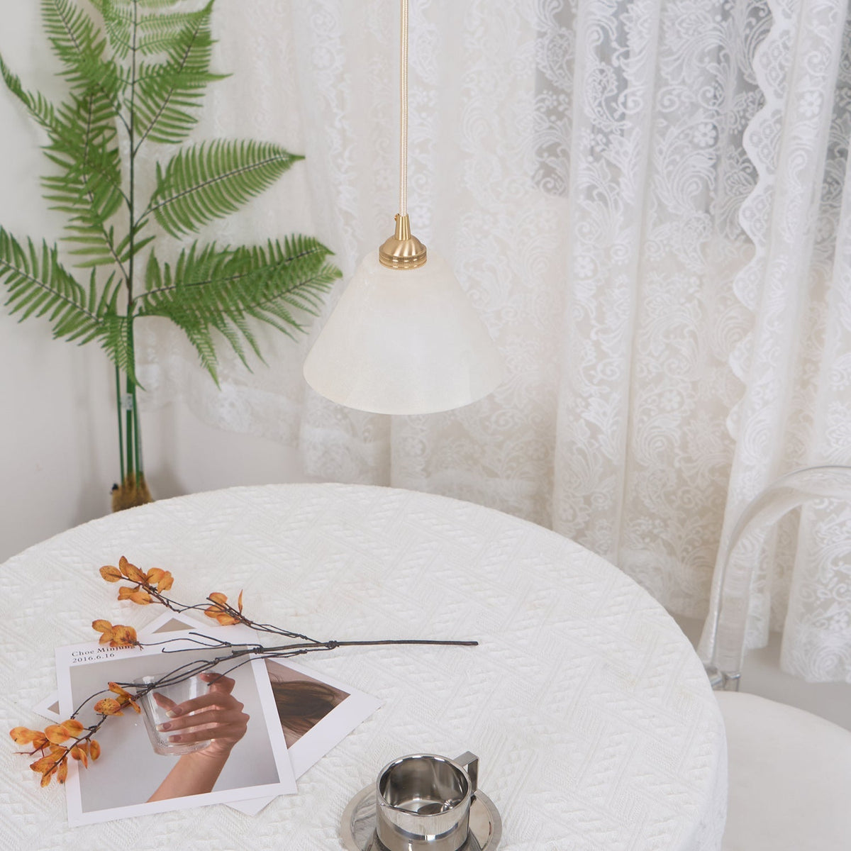 Alberise Minimalistische hanglamp van met albasten kap