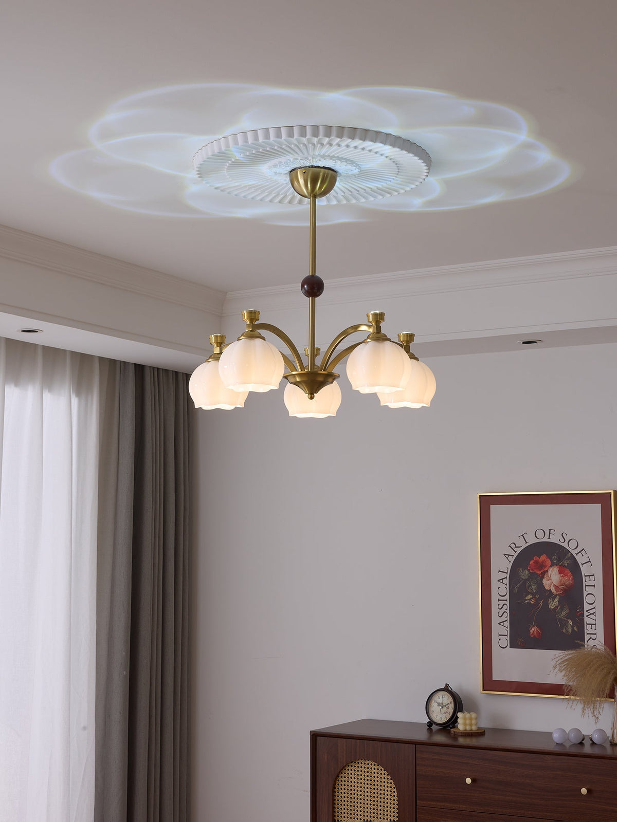 Alshaarae Traditionele Premium Kroonluchter met Houten Arc en glas