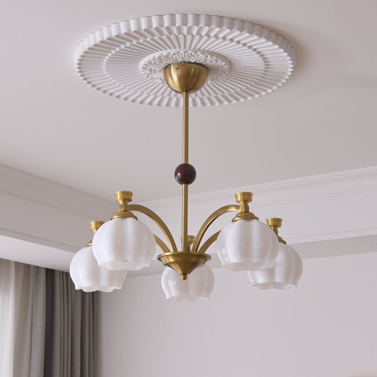 Alshaarae Traditionele Premium Kroonluchter met Houten Arc en glas