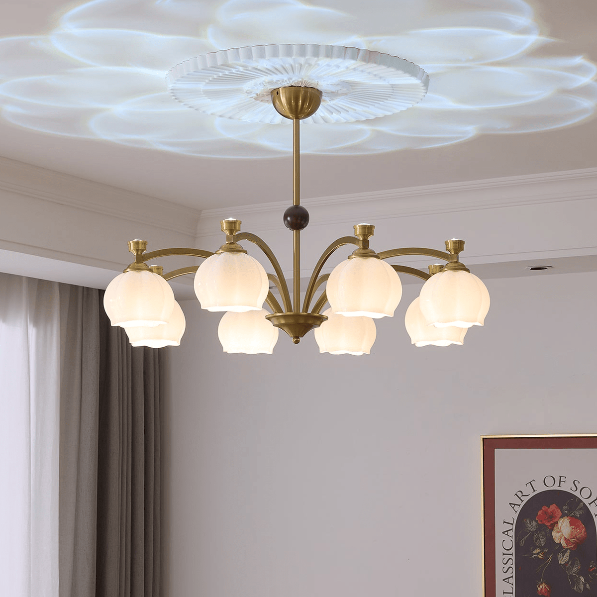 Alshaarae Traditionele Premium Kroonluchter met Houten Arc en glas
