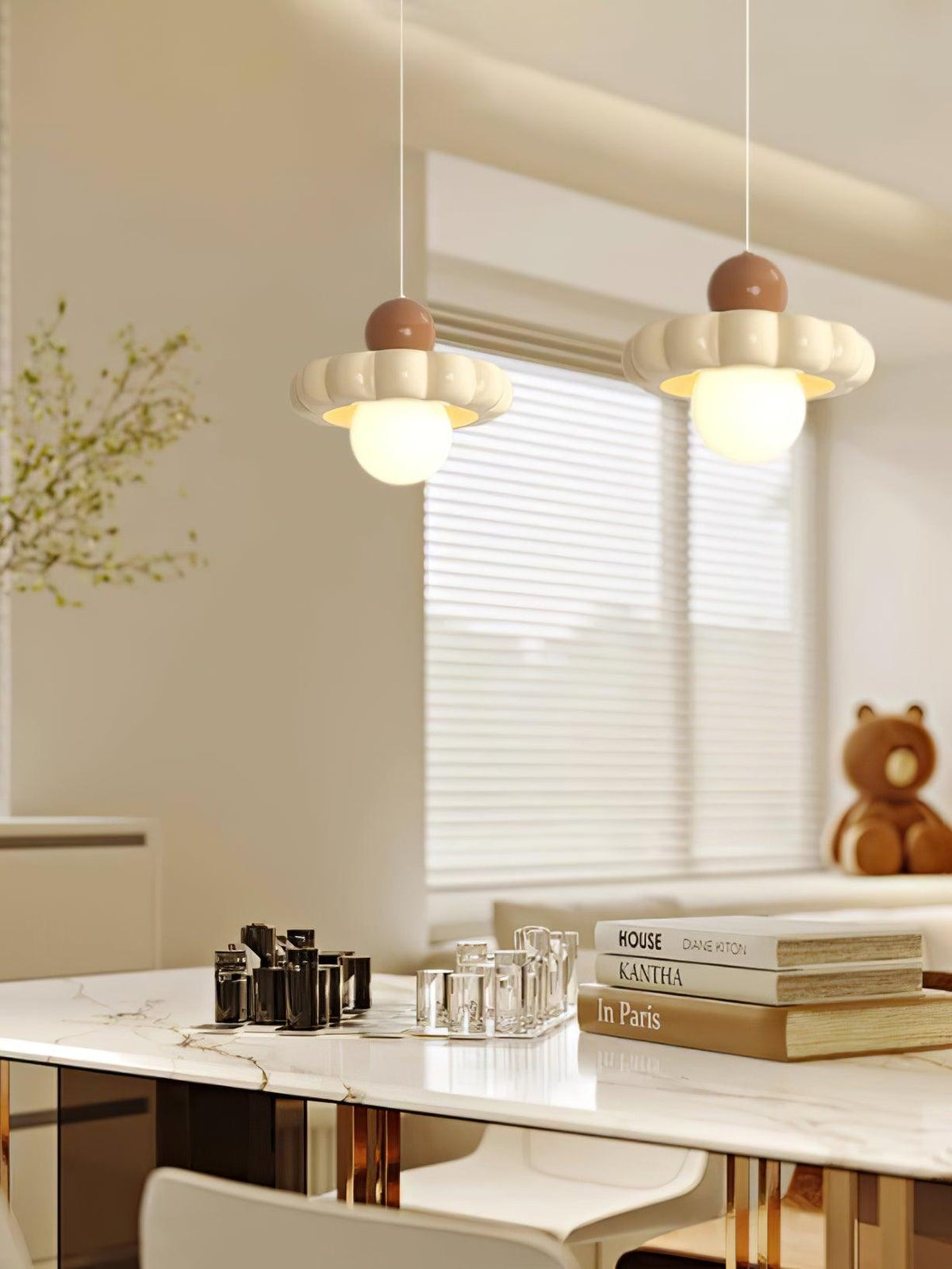 Kai Moderne hanglamp met melkkoffie en koffiekleurige afwerking