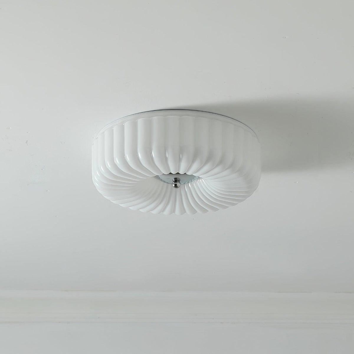 Mivone crème plafondlamp van glas met ribbelglas