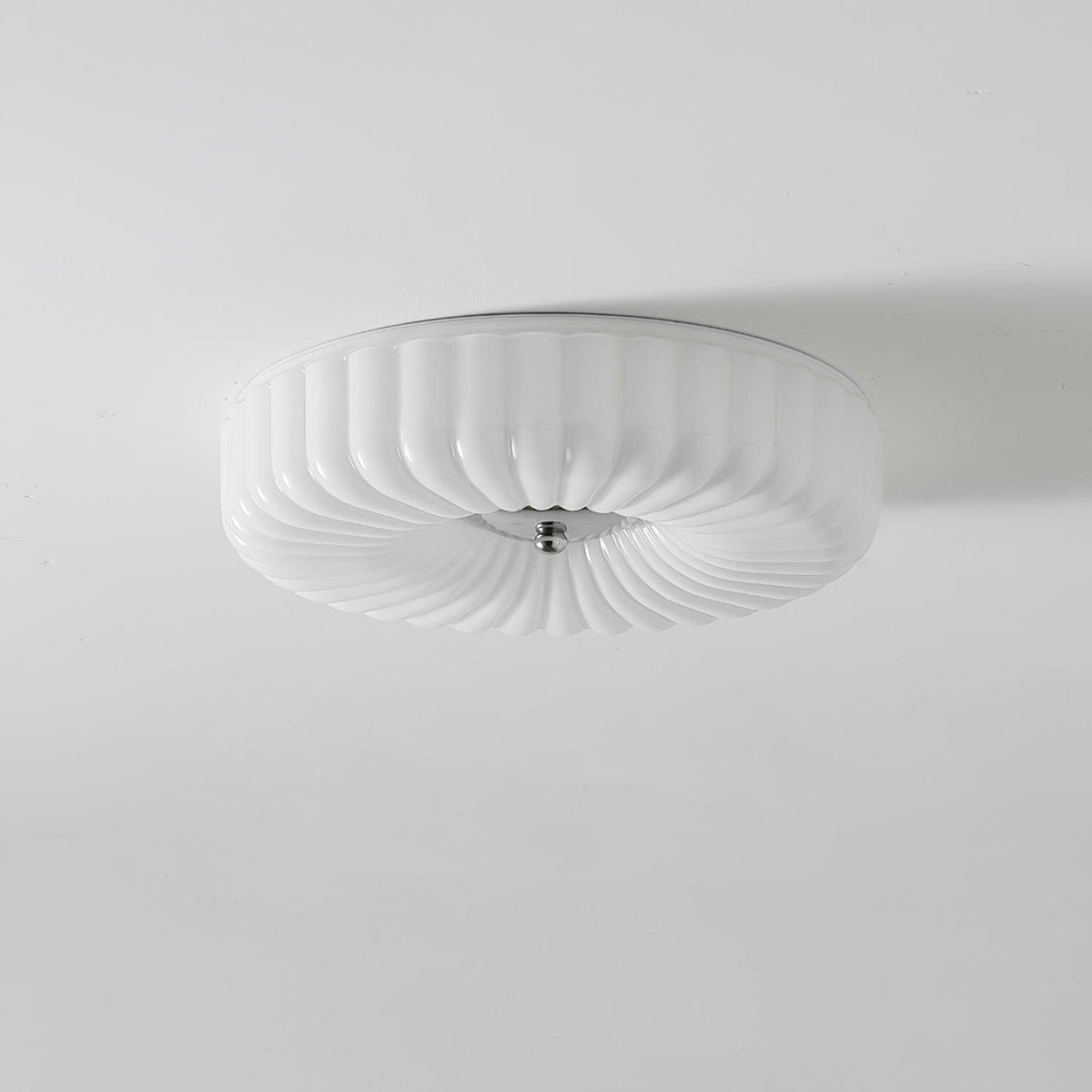 Mivone crème plafondlamp van glas met ribbelglas