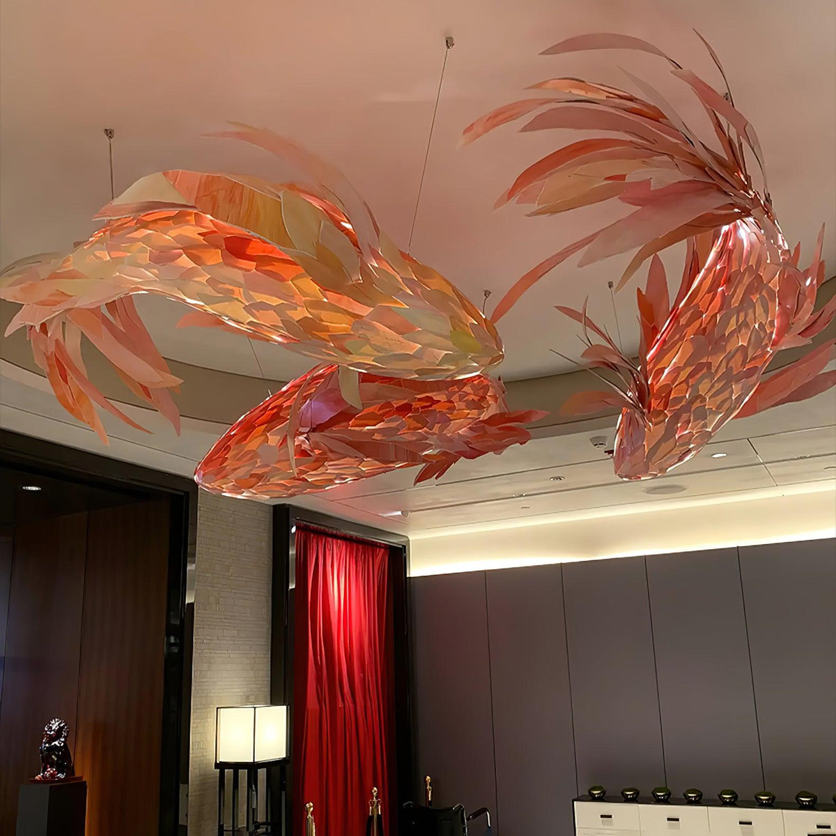 Aureline Crimson Swirl Koi kroonluchter
