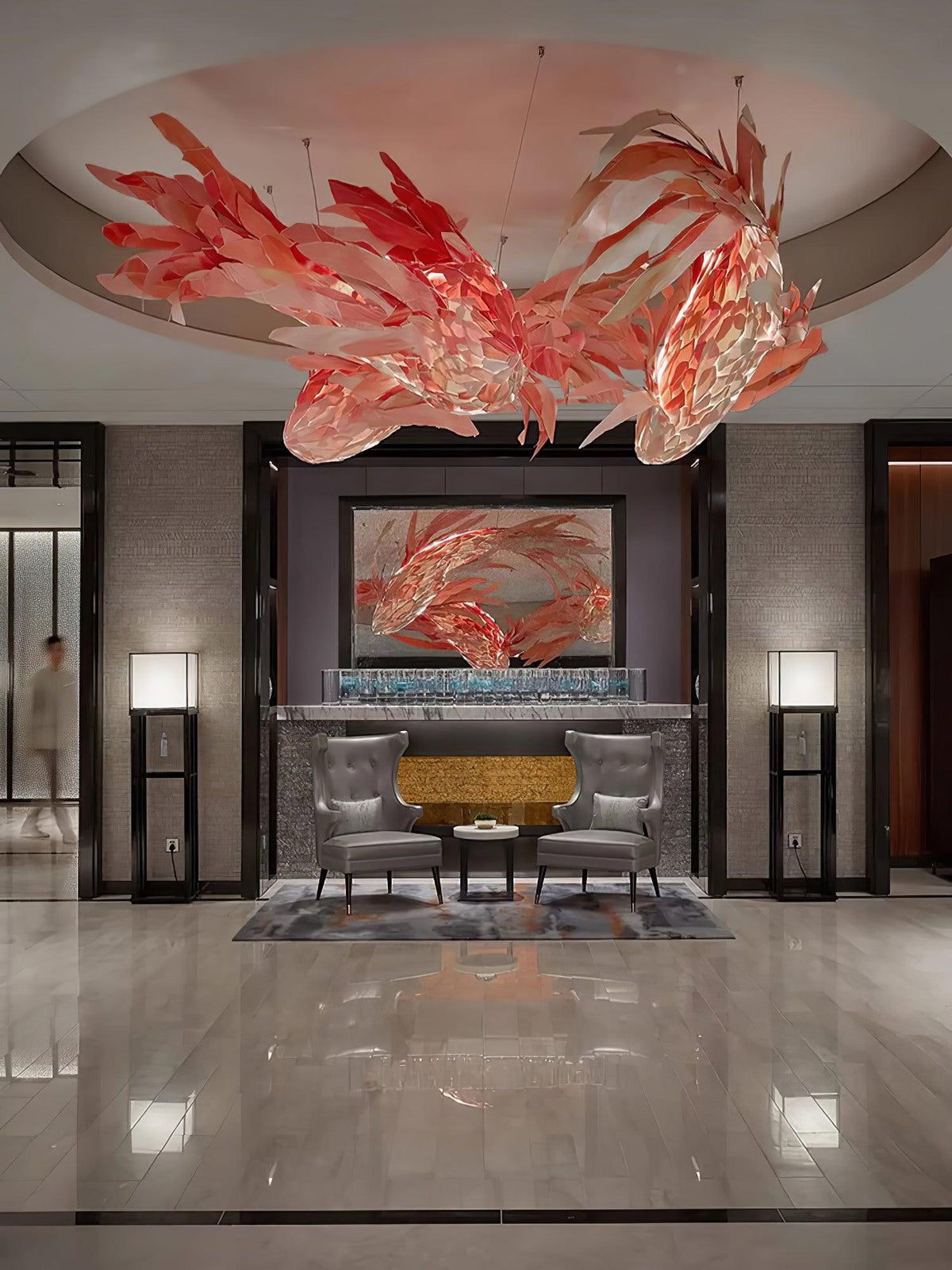 Aureline Crimson Swirl Koi kroonluchter