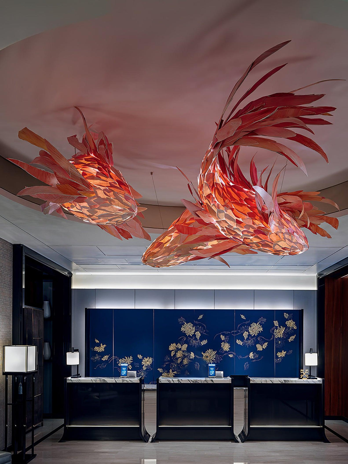 Aureline Crimson Swirl Koi kroonluchter