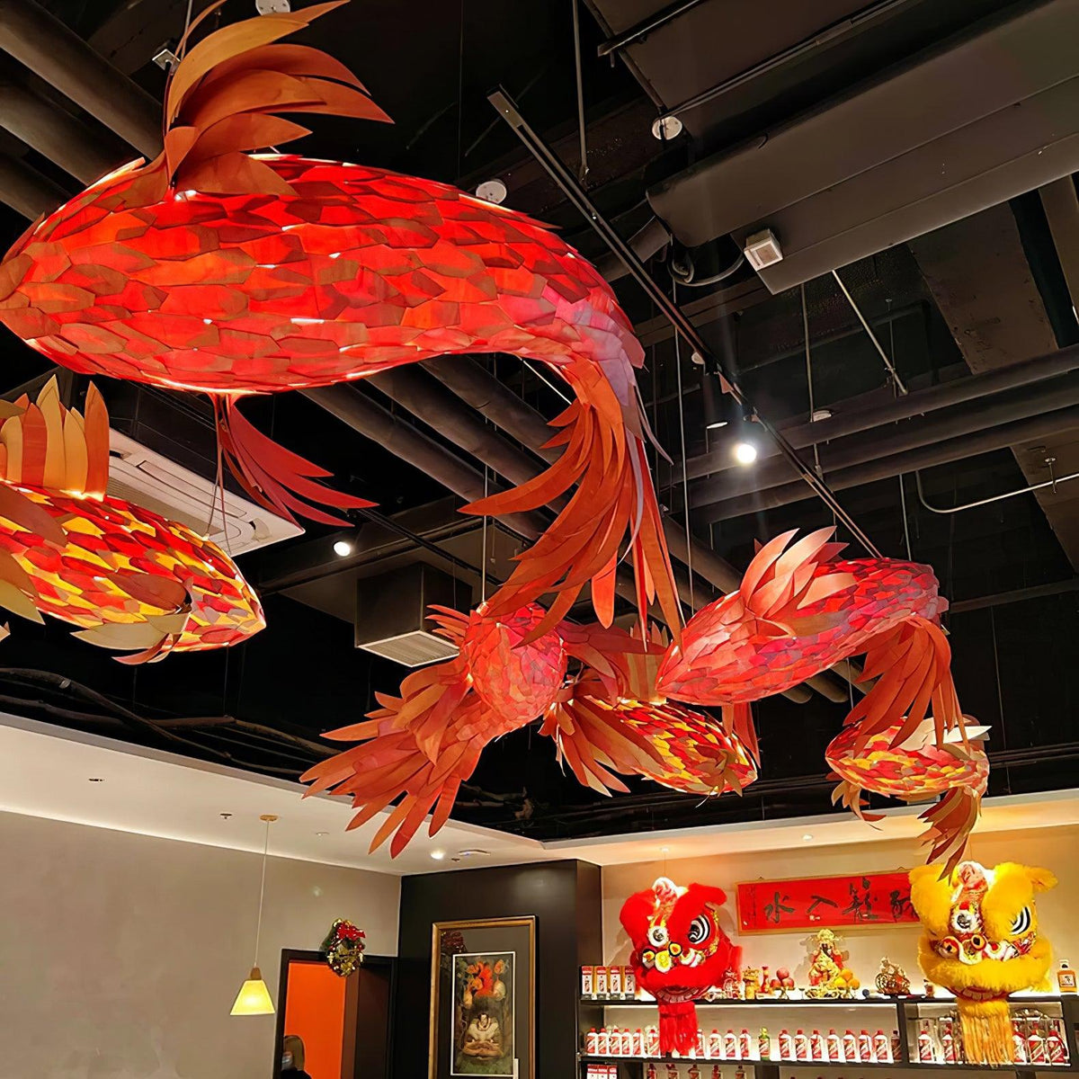 Aureline Crimson Swirl Koi kroonluchter