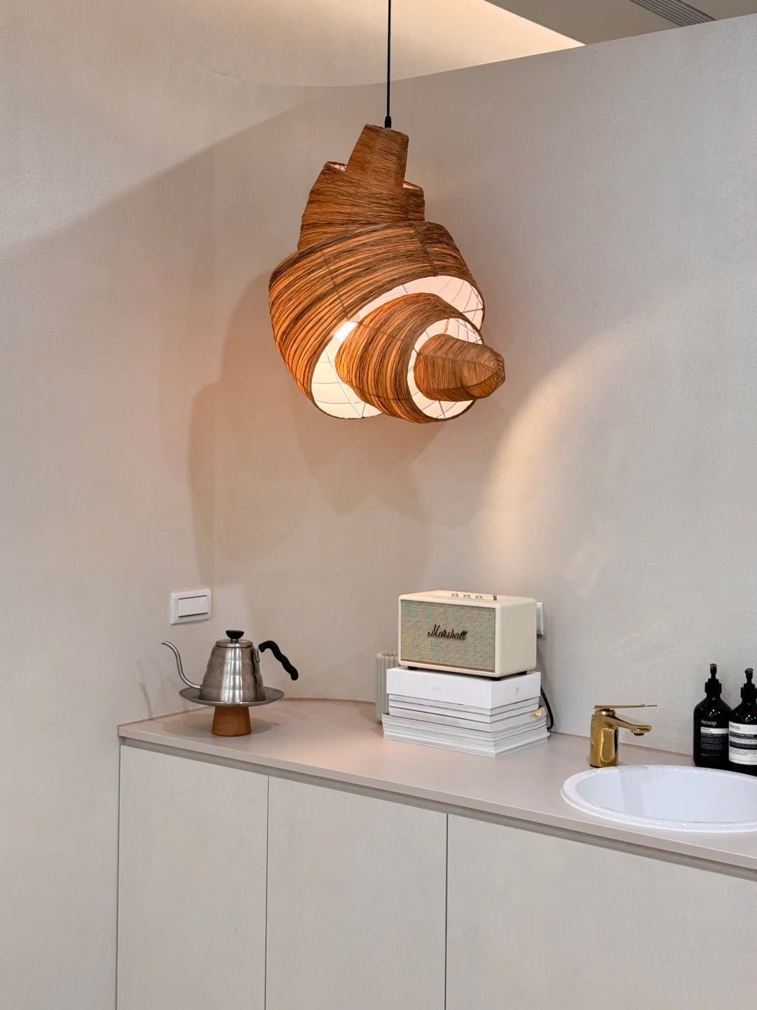 Croissant hanglamp van stof