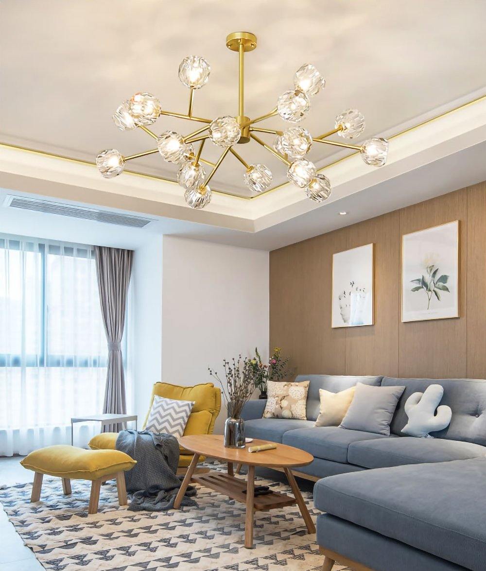 Thalyn hanglamp met kristallen bollen in messing