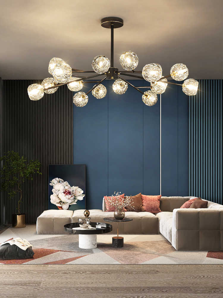 Thalyn hanglamp met kristallen bollen in messing