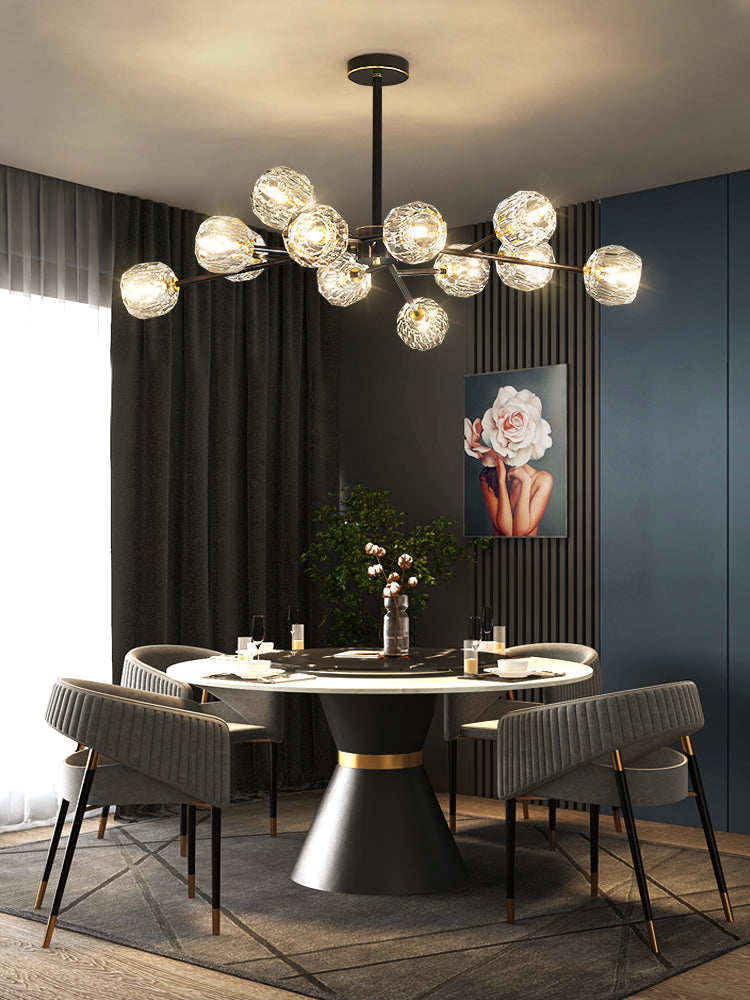 Thalyn hanglamp met kristallen bollen in messing