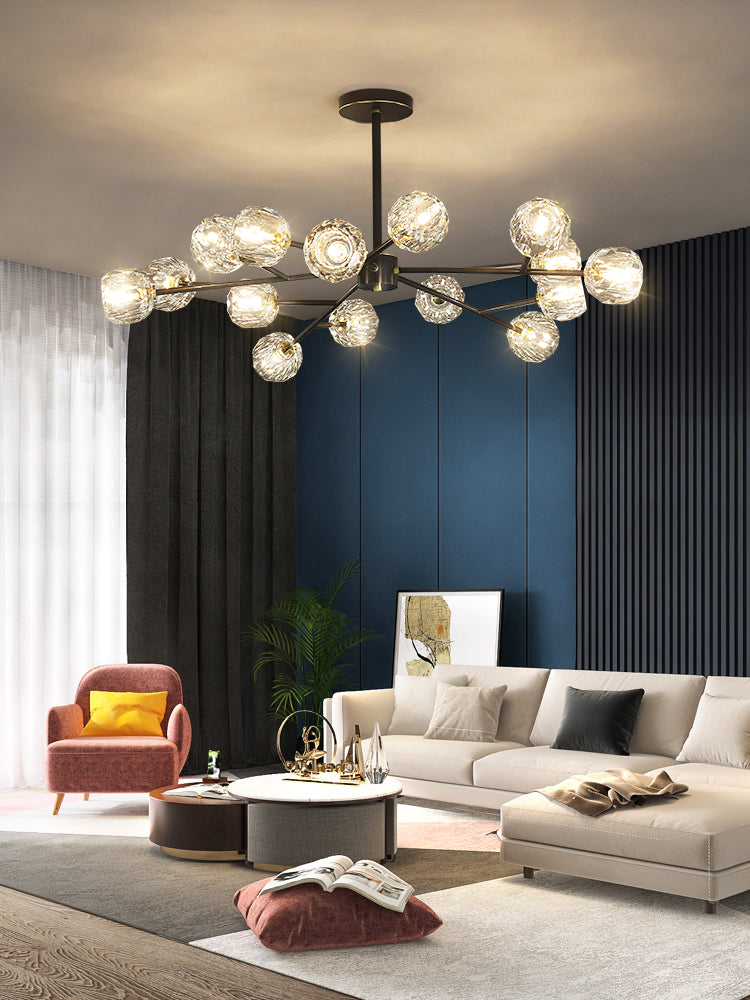 Thalyn hanglamp met kristallen bollen in messing