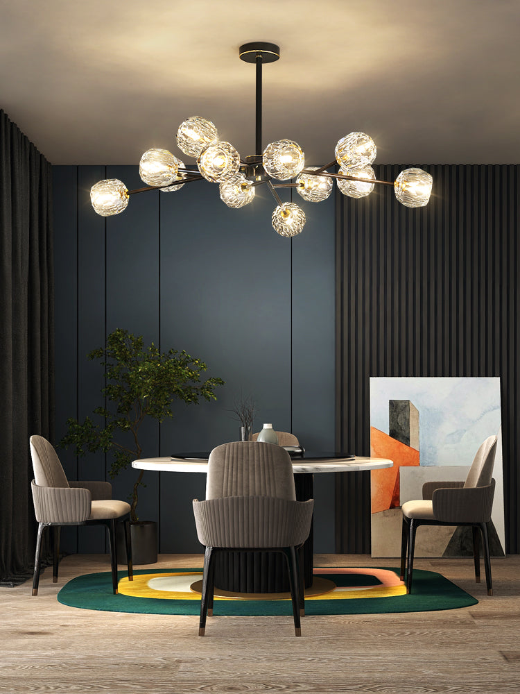 Thalyn hanglamp met kristallen bollen in messing