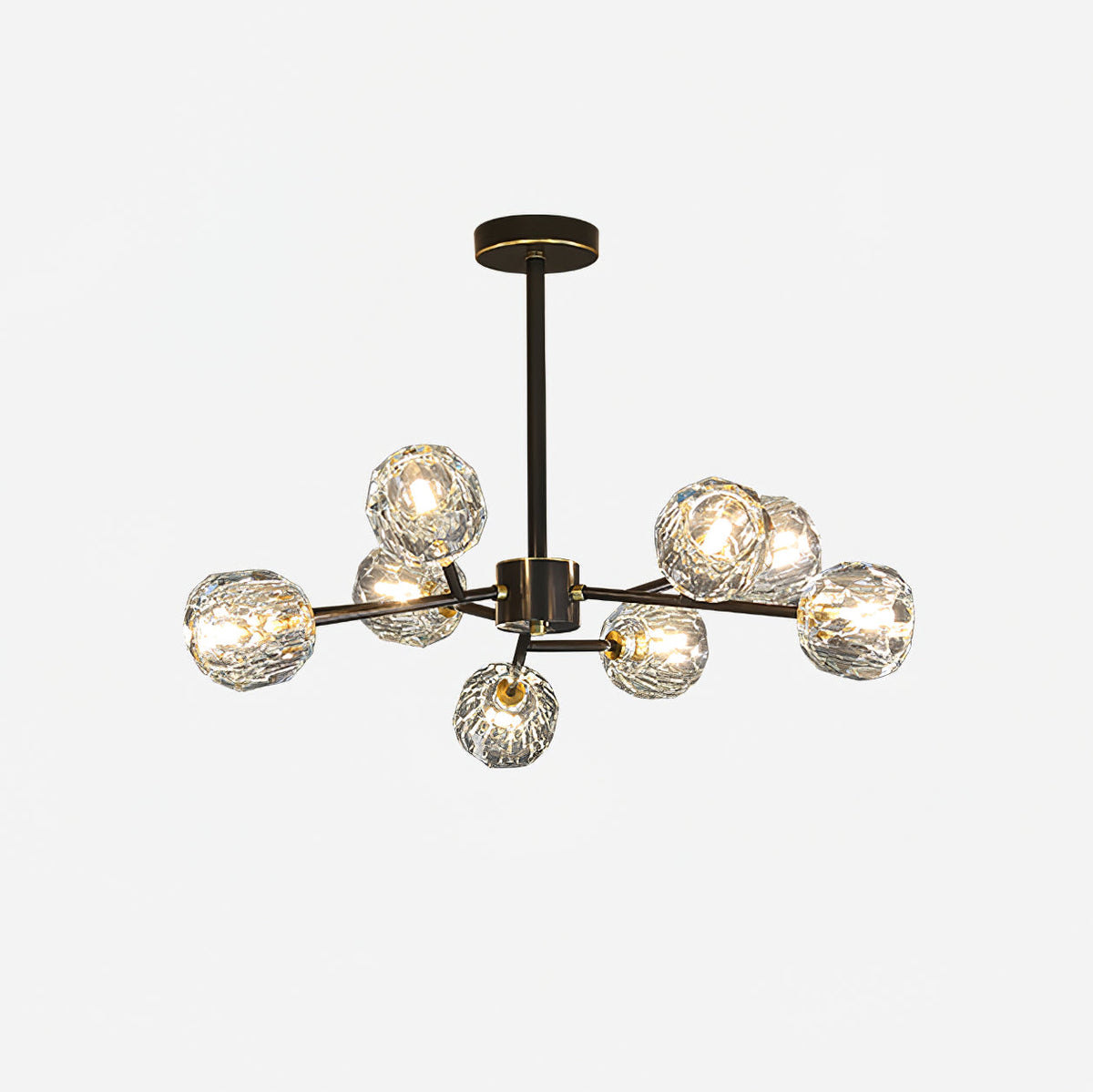 Thalyn hanglamp met kristallen bollen in messing