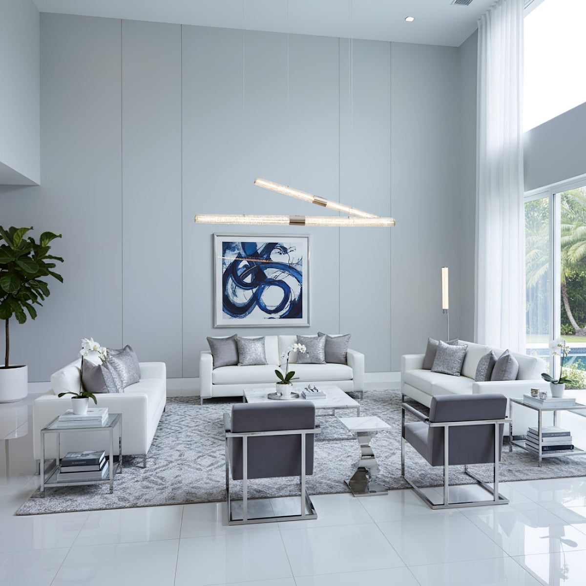 Luxelielle kristal Stream Linear hanglamp met kristallen buis