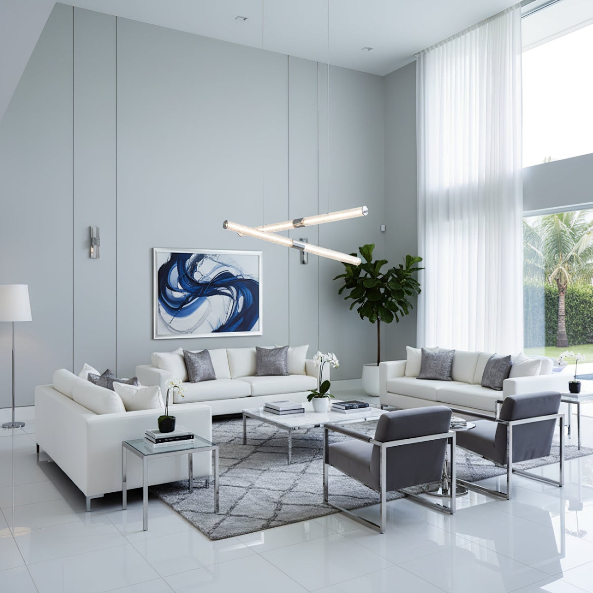 Luxelielle kristal Stream Linear hanglamp met kristallen buis