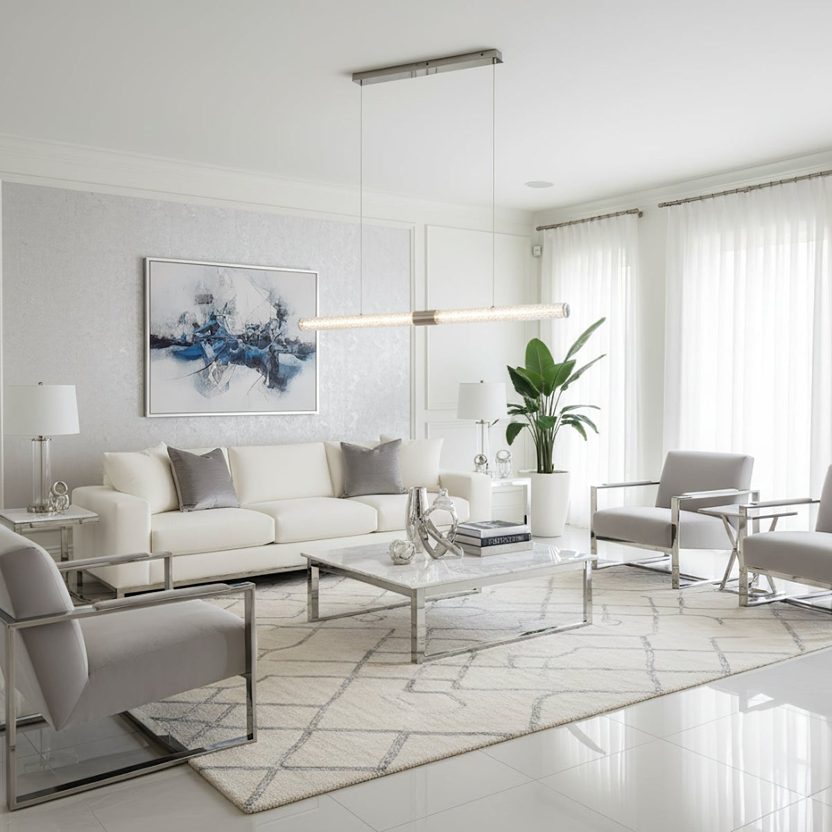 Luxelielle kristal Stream Linear hanglamp met kristallen buis
