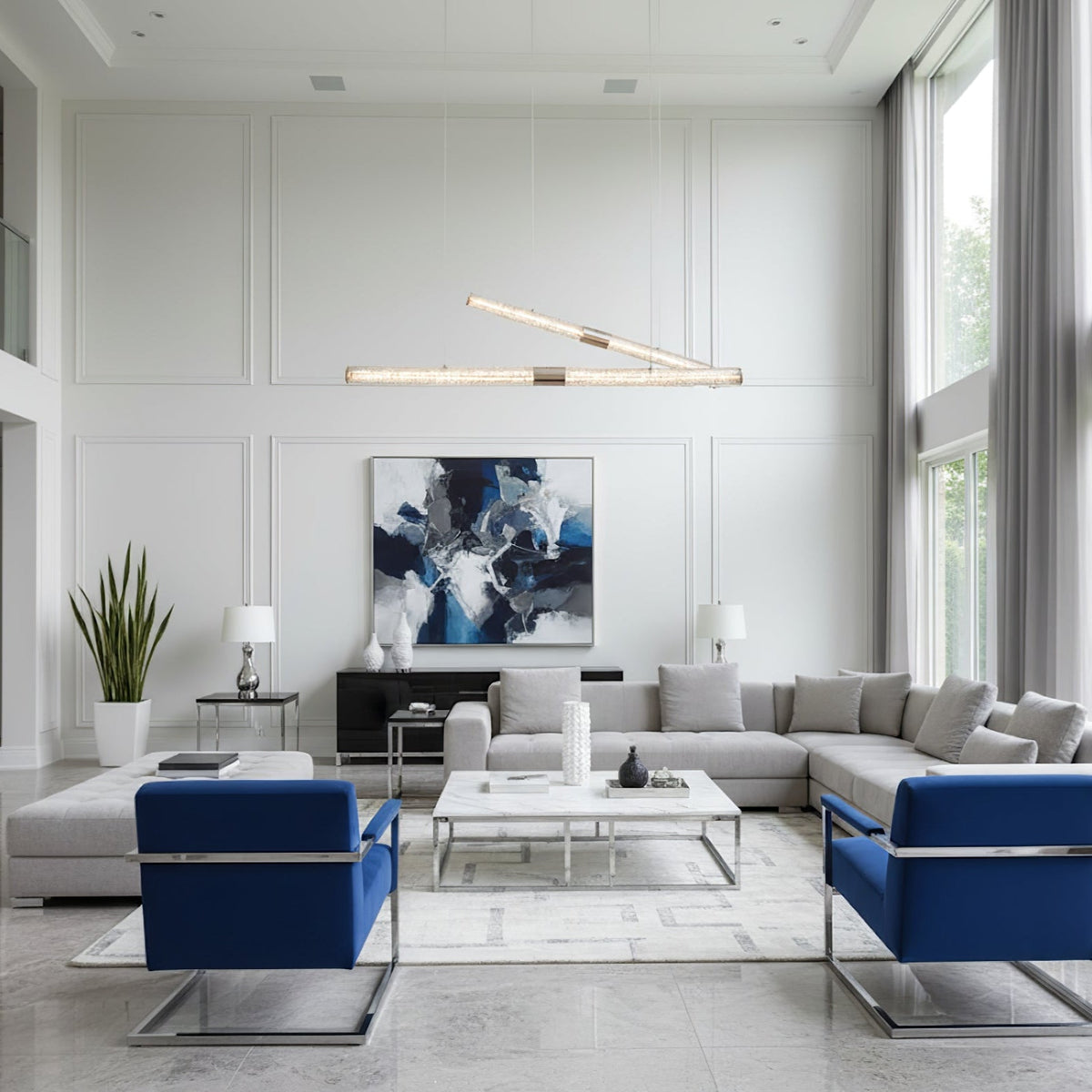 Luxelielle kristal Stream Linear hanglamp met kristallen buis