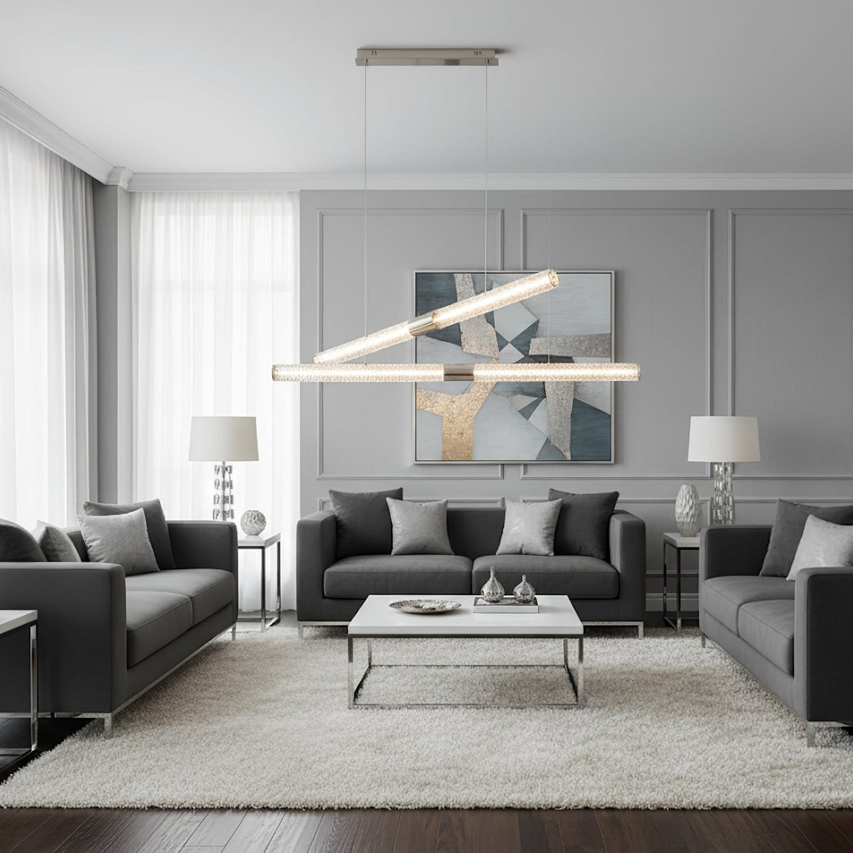 Luxelielle kristal Stream Linear hanglamp met kristallen buis