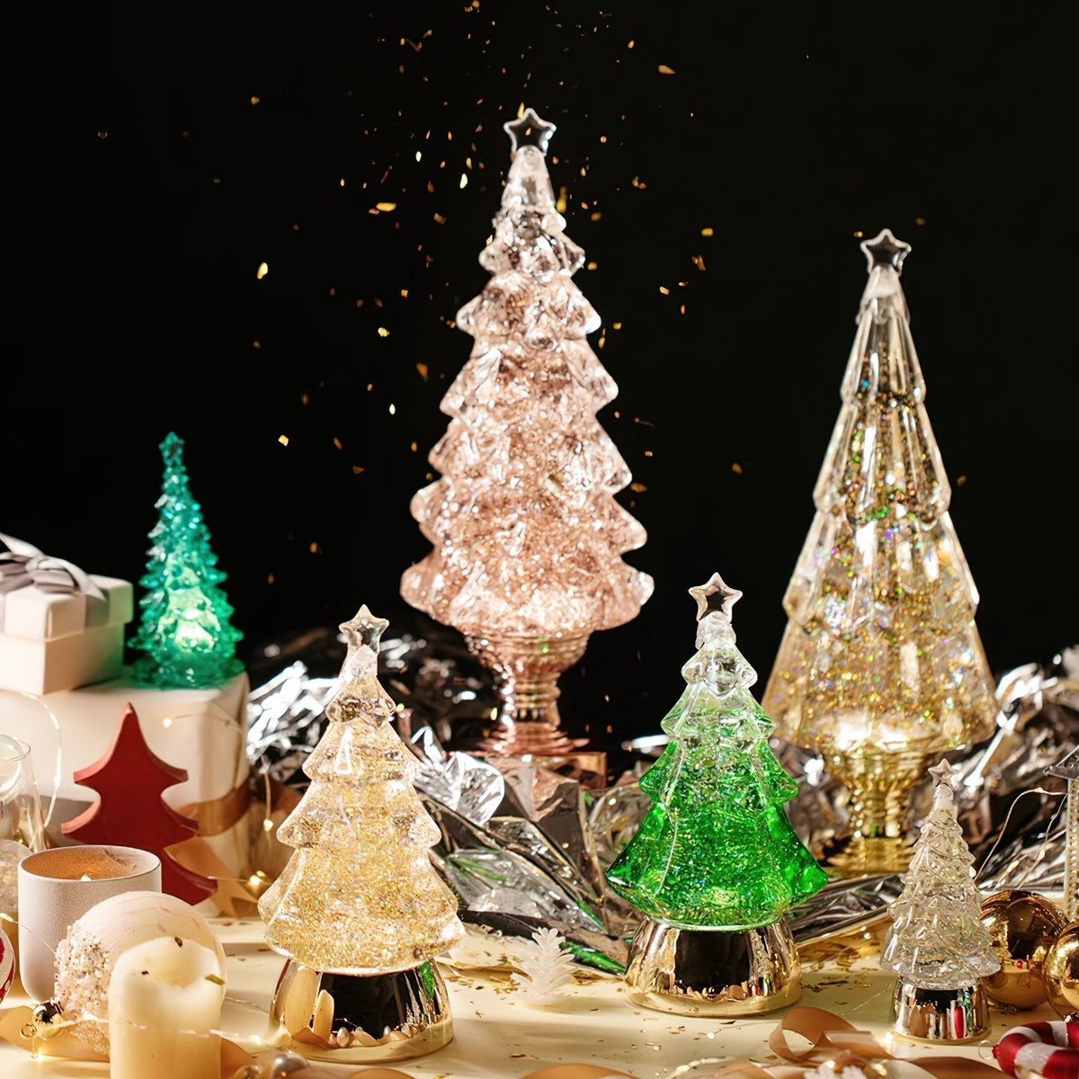 Kristallen kerstboom-tafellamp (ingebouwde accu)