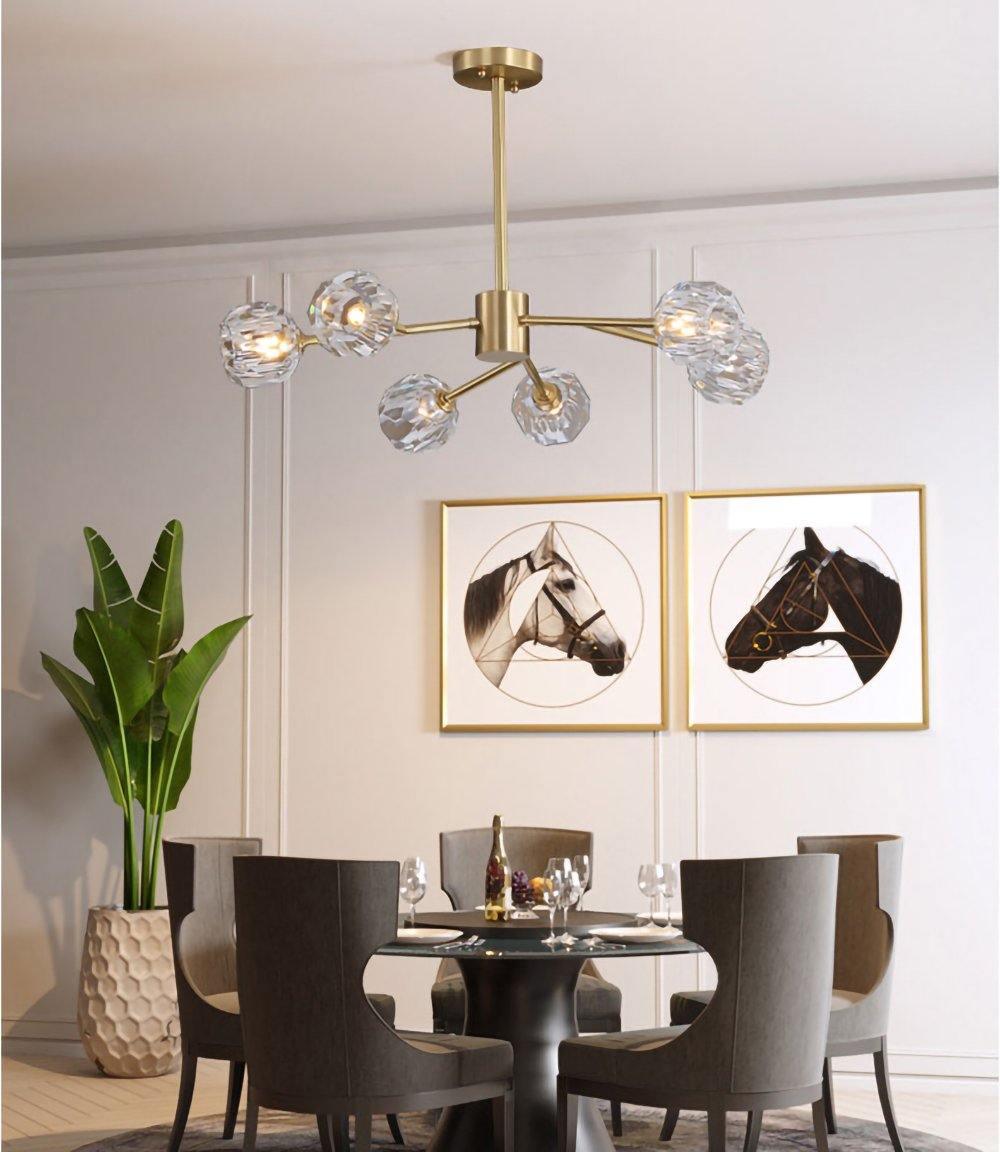 Thalyn hanglamp met kristallen bollen in messing