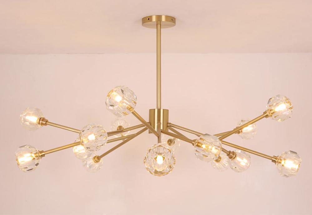 Thalyn hanglamp met kristallen bollen in messing