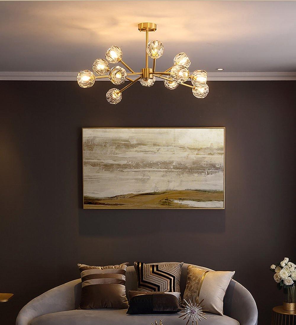 Thalyn hanglamp met kristallen bollen in messing