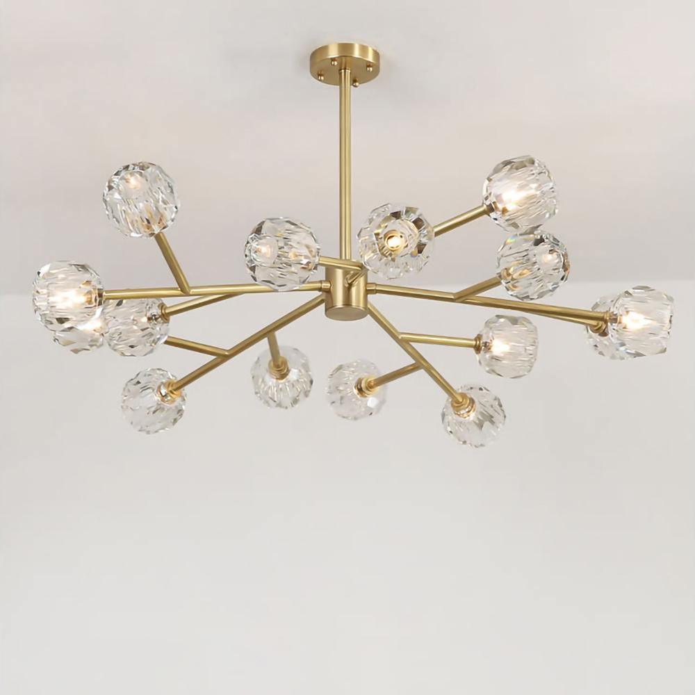 Thalyn hanglamp met kristallen bollen in messing