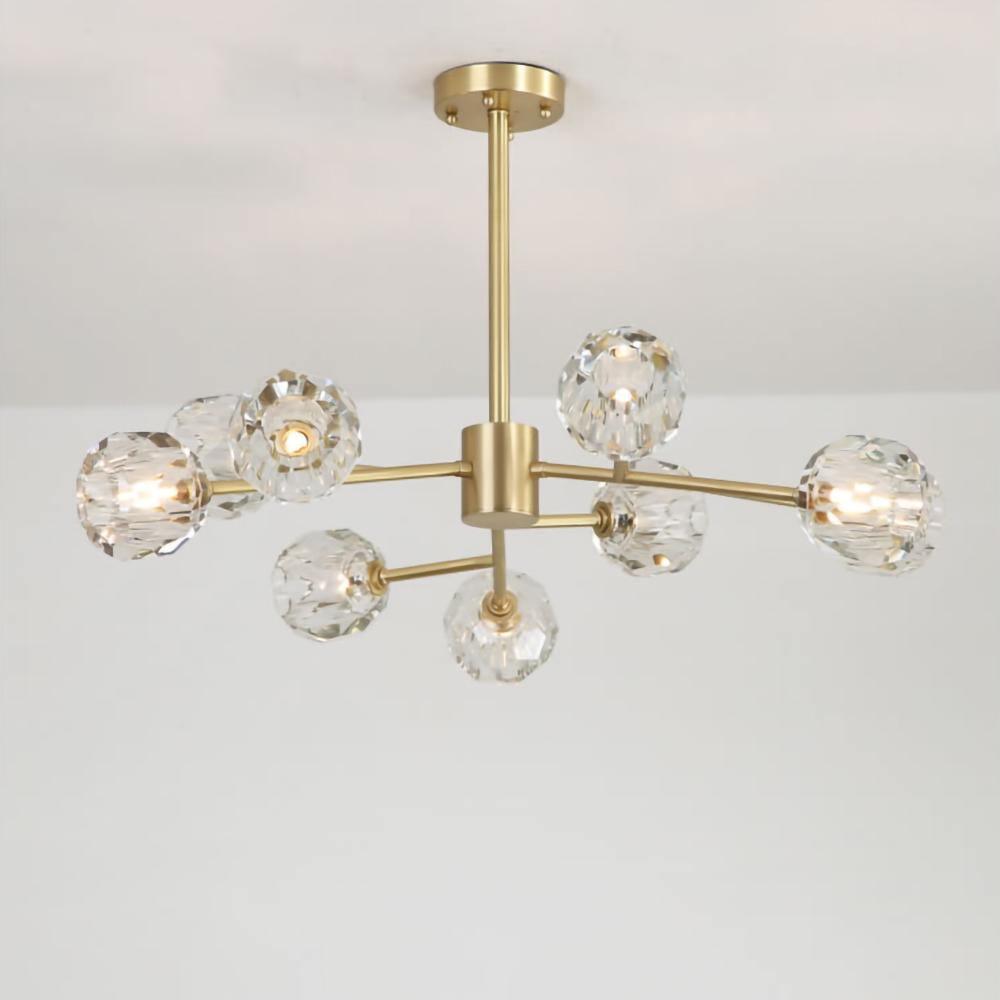 Thalyn hanglamp met kristallen bollen in messing