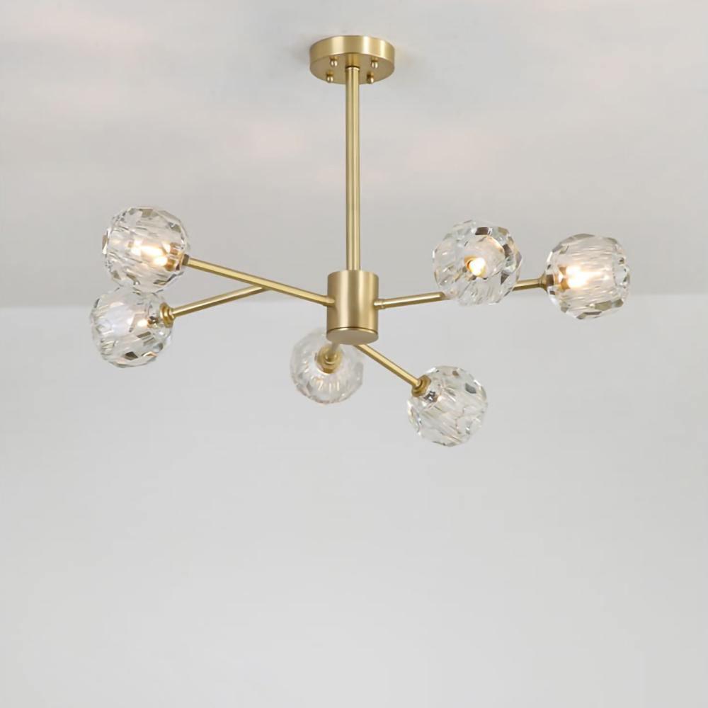 Thalyn hanglamp met kristallen bollen in messing