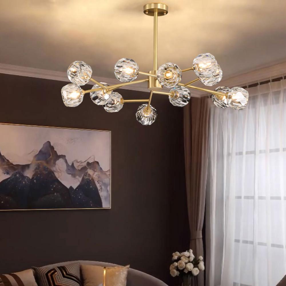 Thalyn hanglamp met kristallen bollen in messing