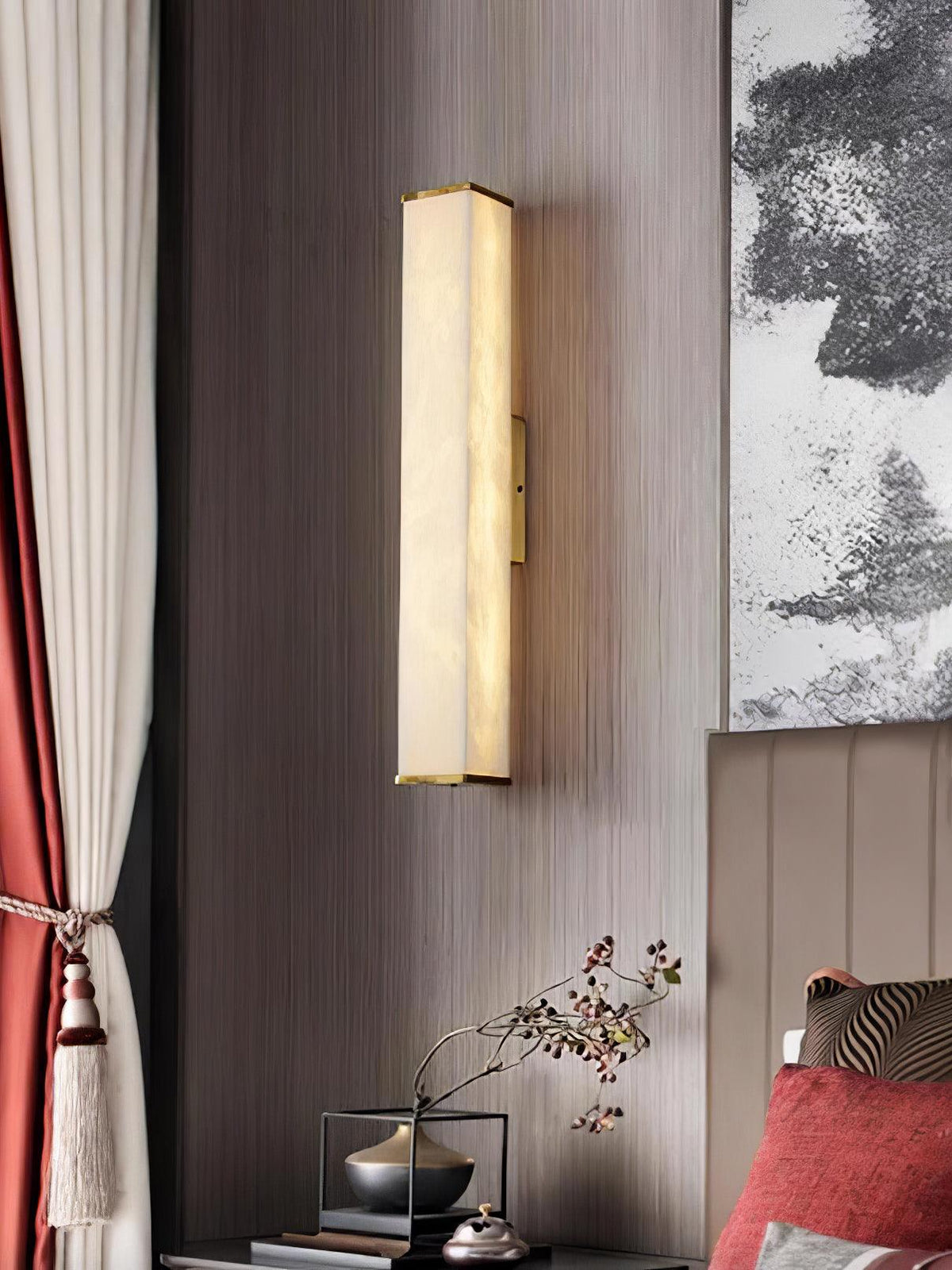 Vithaira albasten wandlamp