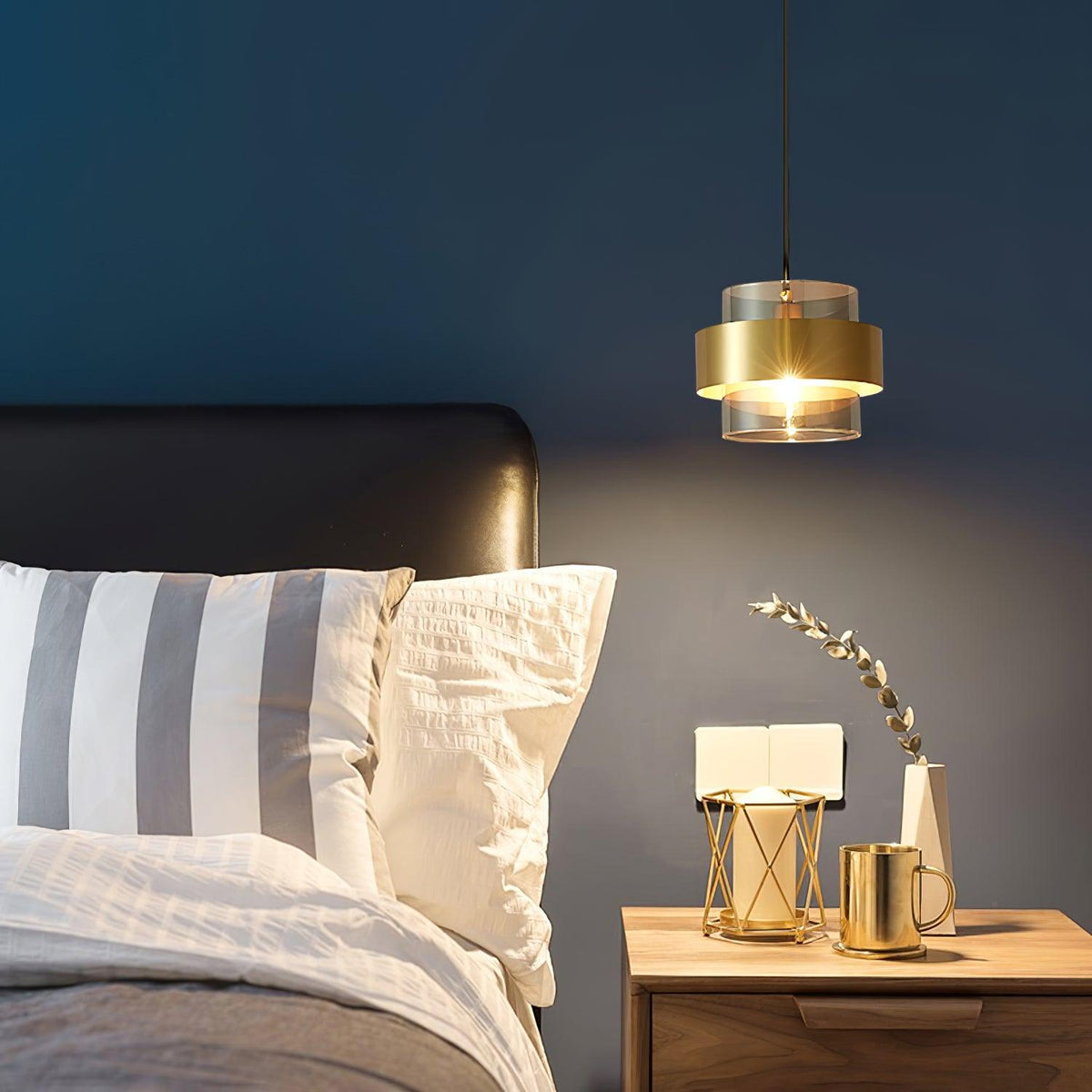 Celariella hanglamp messing cilindervormig glas modern