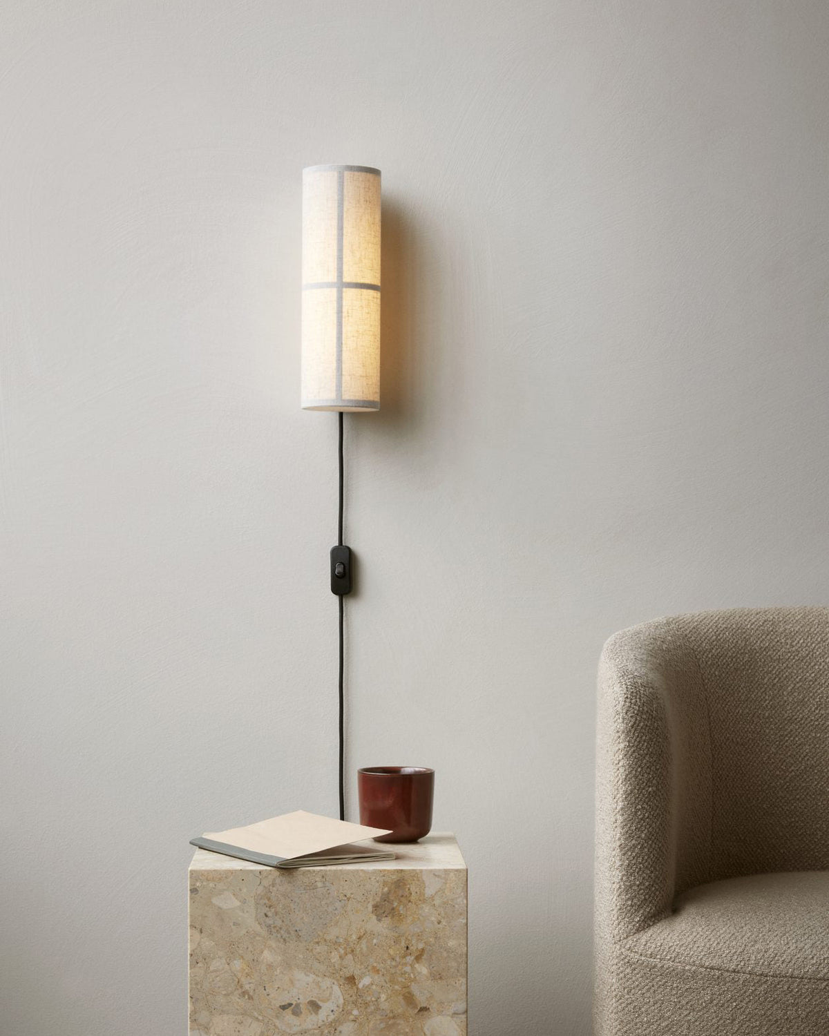 Seraniella Cylinder Noordse kunst met stekker Stof wandlamp