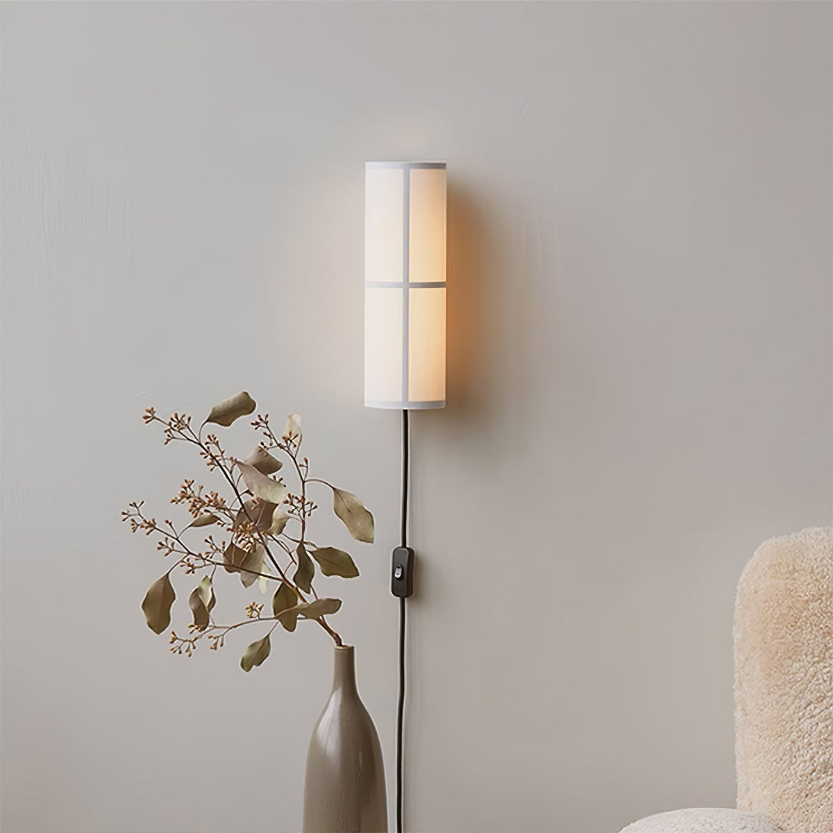 Seraniella Cylinder Noordse kunst met stekker Stof wandlamp