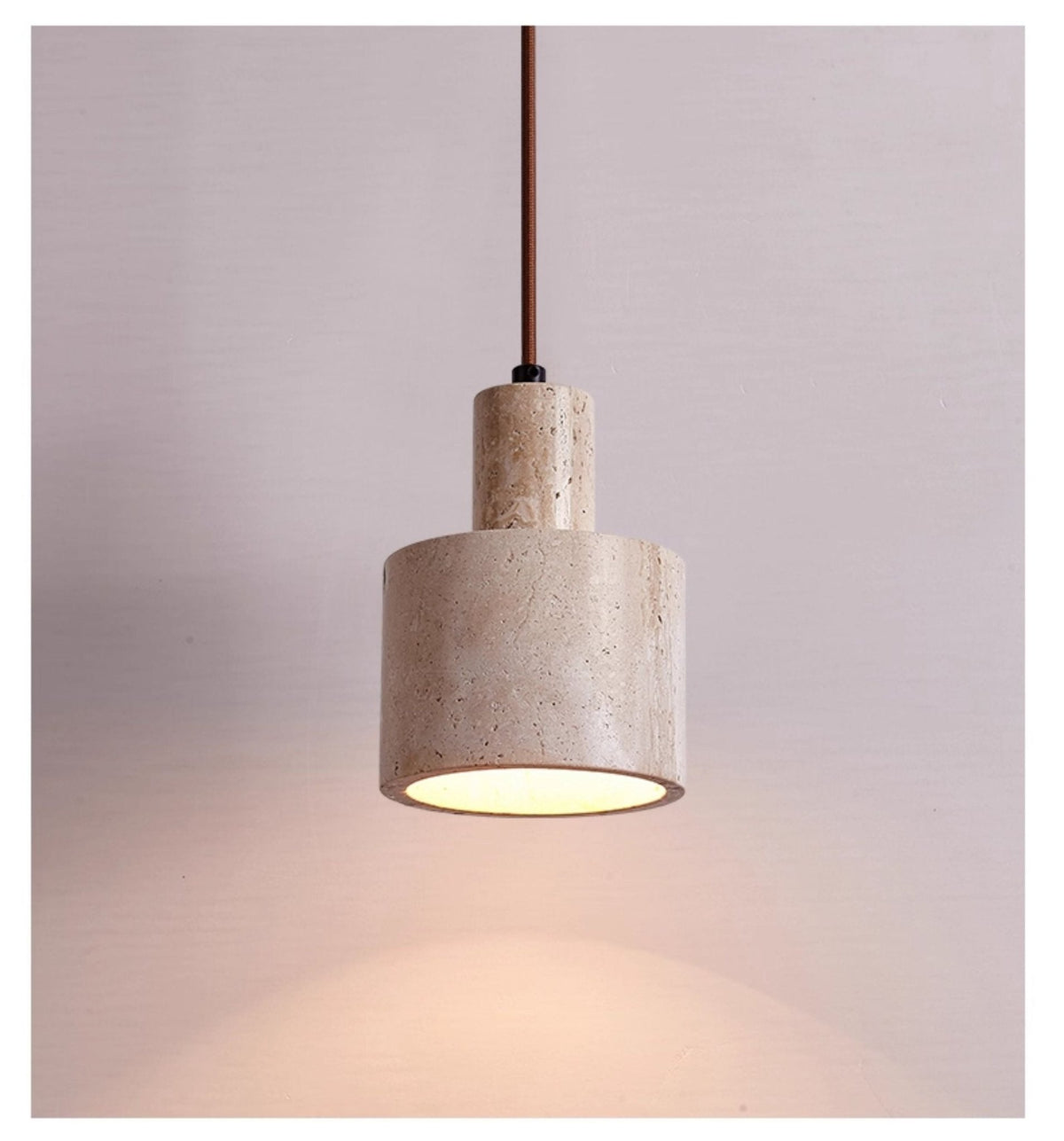 Cairn cilindrische hanglamp van geel travertin
