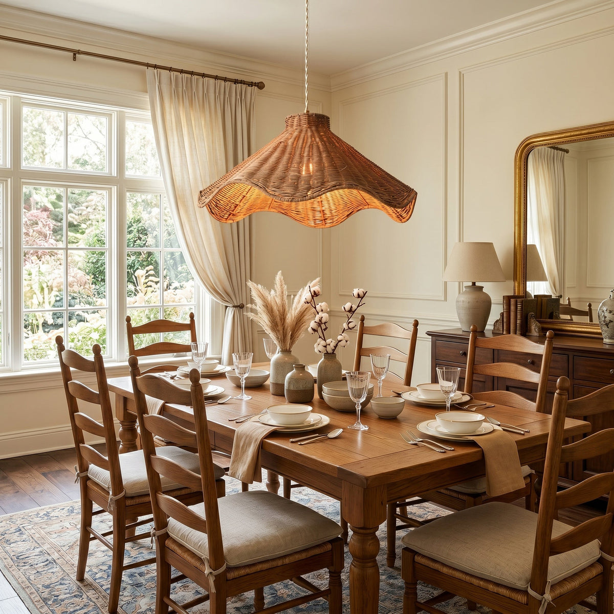 Wavelle sculpturale hanglamp van gespleten rotan