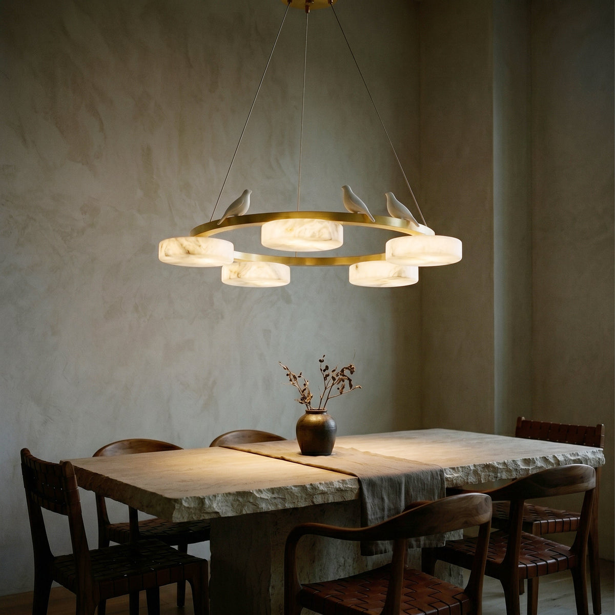 Nivaian Bird Round albasten Kroonluchter