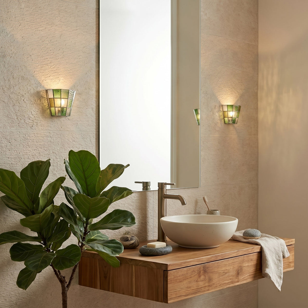 Saffrienne wandlamp met glas