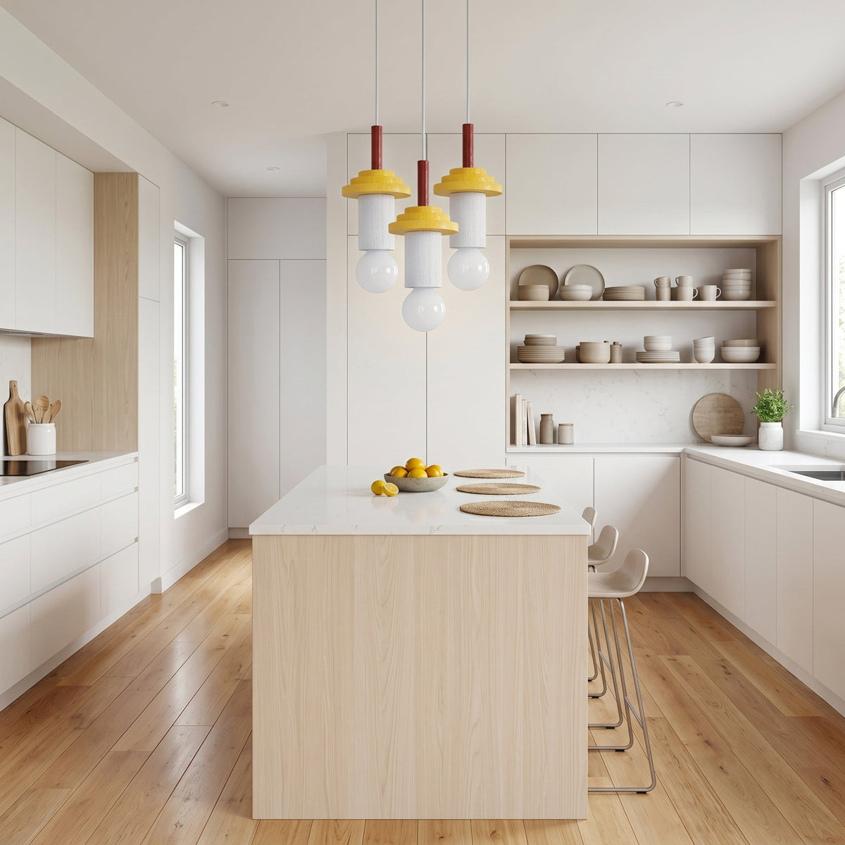 Orelalia hanglamp geel hout speels modern keuken eetkamer