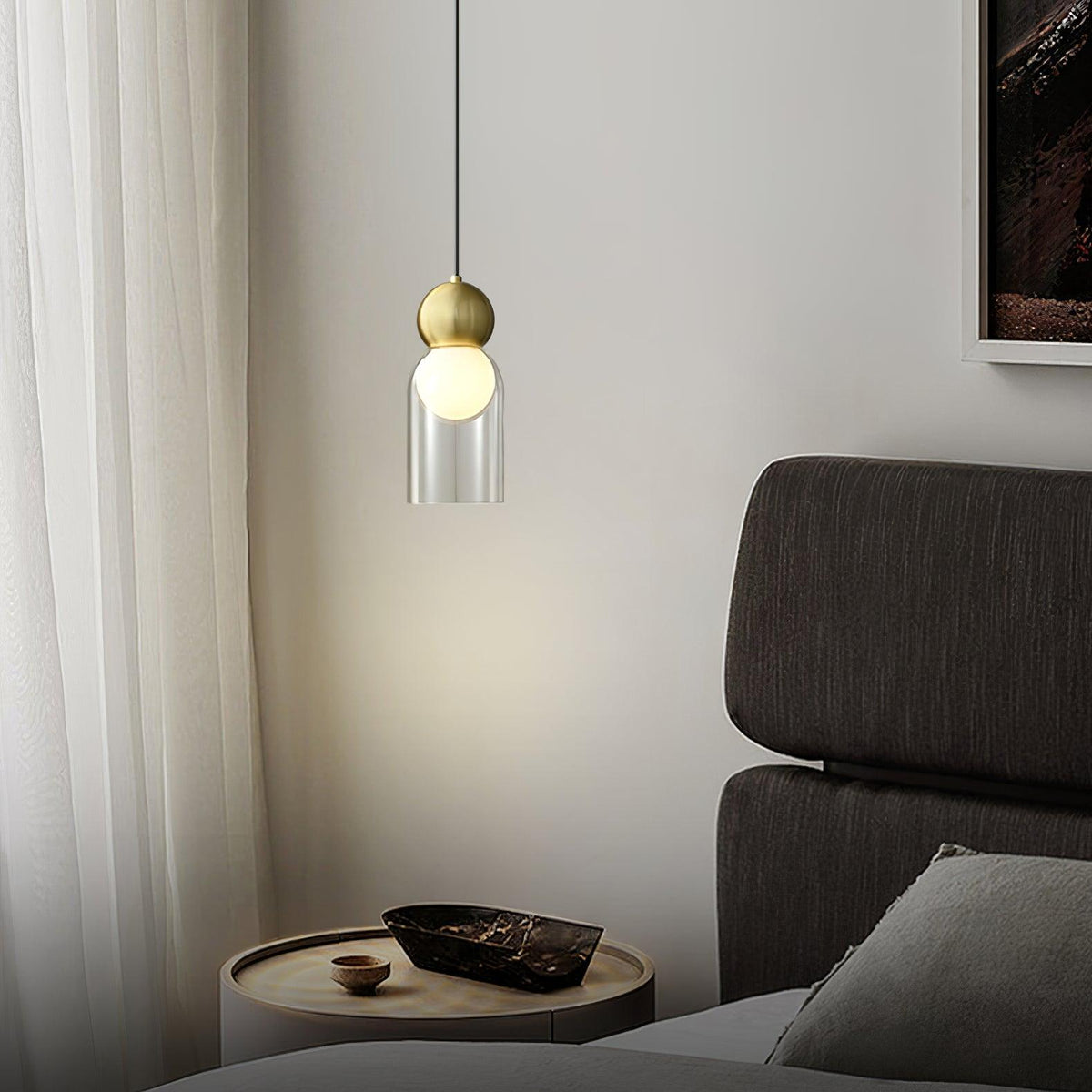 Veloina hanglamp messing glas Noordse geometrische