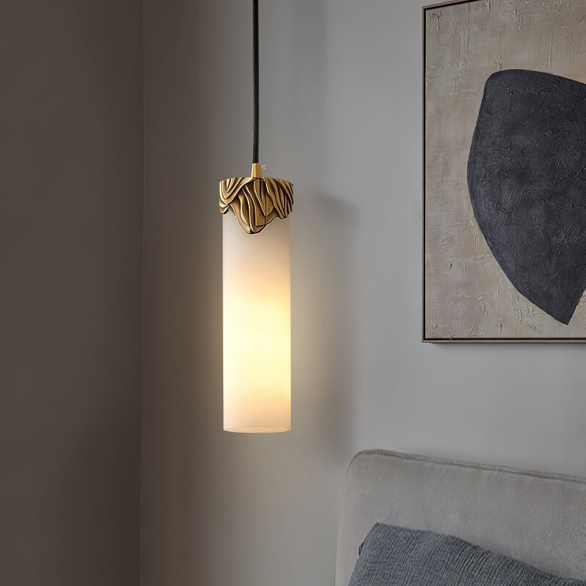 Albinenne hanglamp van albast