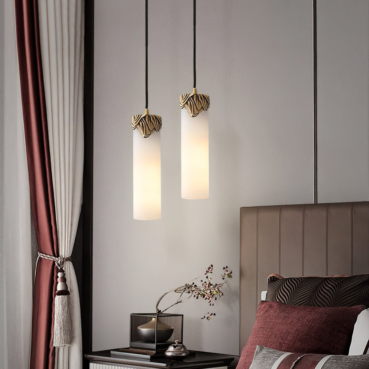 Albinenne hanglamp van albast